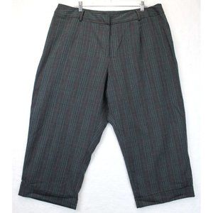 Briggs New York Cropped Pants Women 22 W Straight Leg Trousers Glen Check Gray